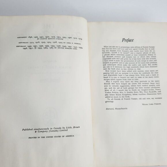 Vtg 1965 The Fannie Farmer Cookbook 11th Ed HC Wilma Lord Perkins - Picture 6 of 11